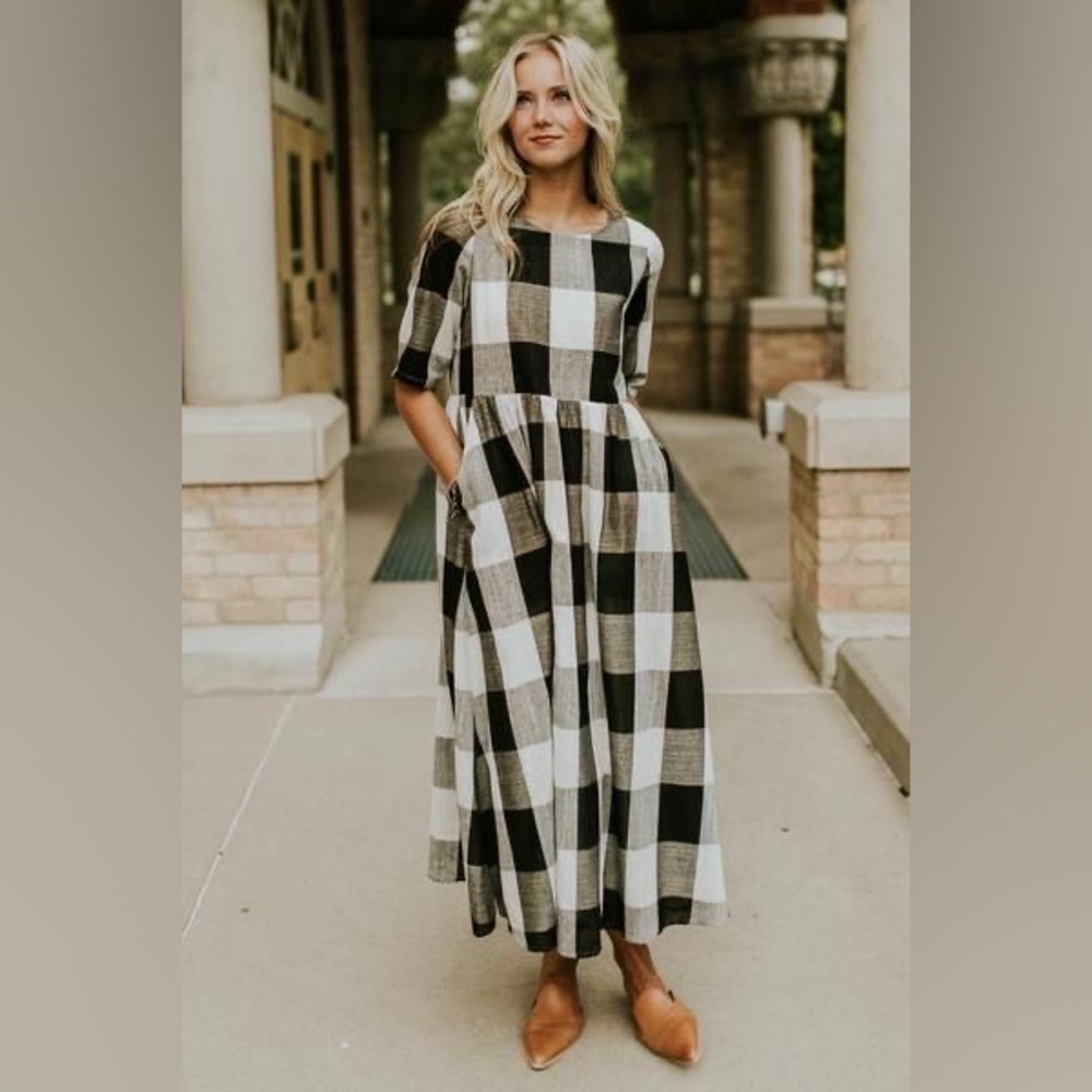 Roolee Black Gingham Maddie Buffalo Plaid Dress